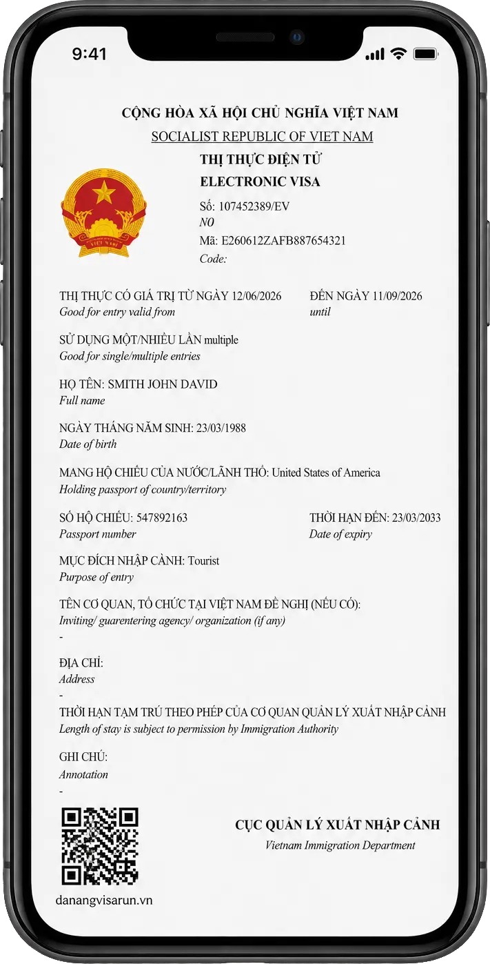 Sample 90-day Vietnam visa used for Da Nang visa run planning